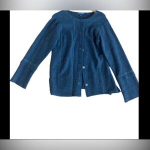 Little Journeys Chicago merino wool longsleeve snap button jacket gray Medium